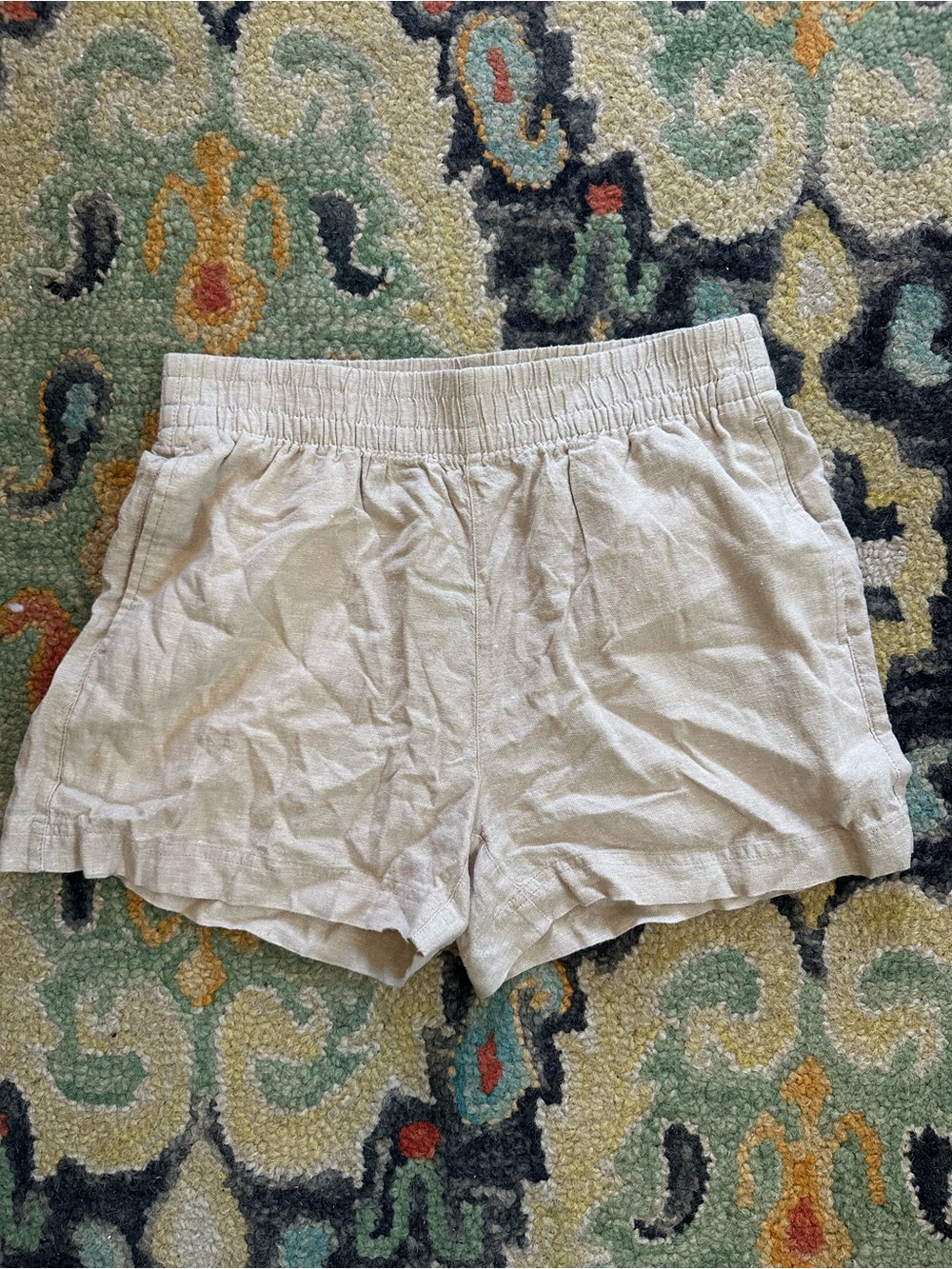 Old Navy Light Beige High-Waist Elastic Shorts EUC